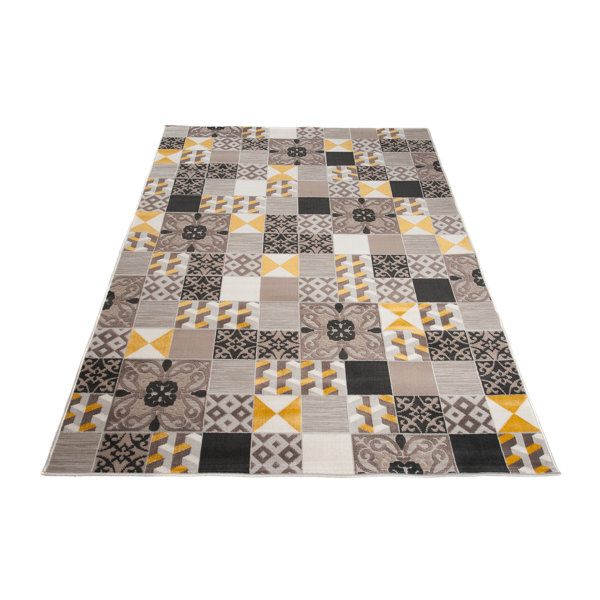 Latitude Vive Akshaye Grey/Yellow/Black Rug Wayfair.co.uk